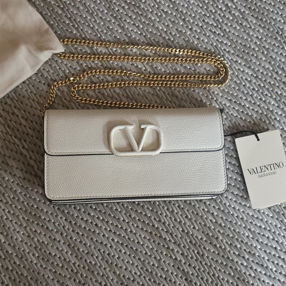 Valentino White Leather Chain Bag